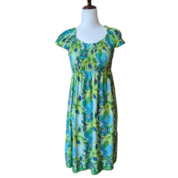 London Times Shirred Floral Print Dress Size 4 - Picture 1 of 8